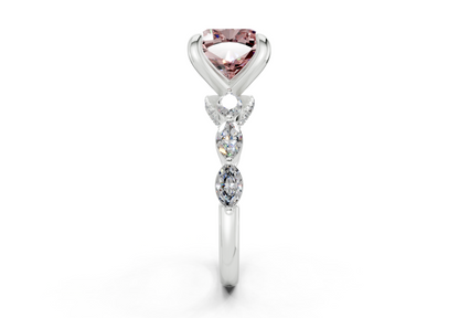 Liana Pink Diamond Accent Cushion Square Cut 2mm Engagement Ring