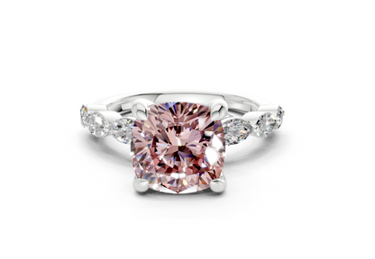 Liana Pink Diamond Accent Cushion Square Cut 2mm Engagement Ring