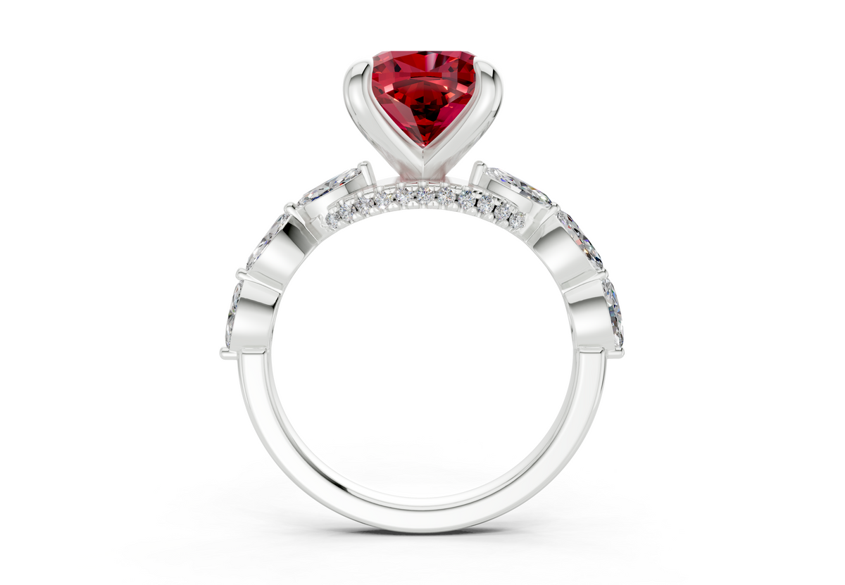 Liana Ruby Gemstone Accent Cushion Square Cut 2mm Engagement Ring
