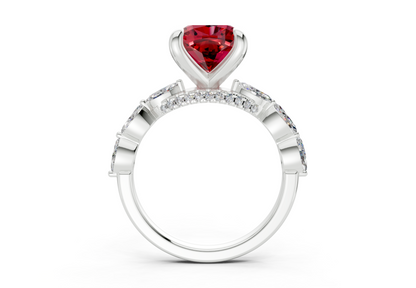 Liana Ruby Gemstone Accent Cushion Square Cut 2mm Engagement Ring