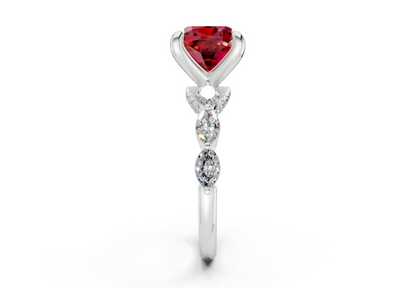Liana Ruby Gemstone Accent Cushion Square Cut 2mm Engagement Ring