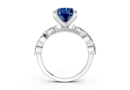 Liana Sapphire Gemstone Accent Cushion Square Cut 2mm Engagement Ring