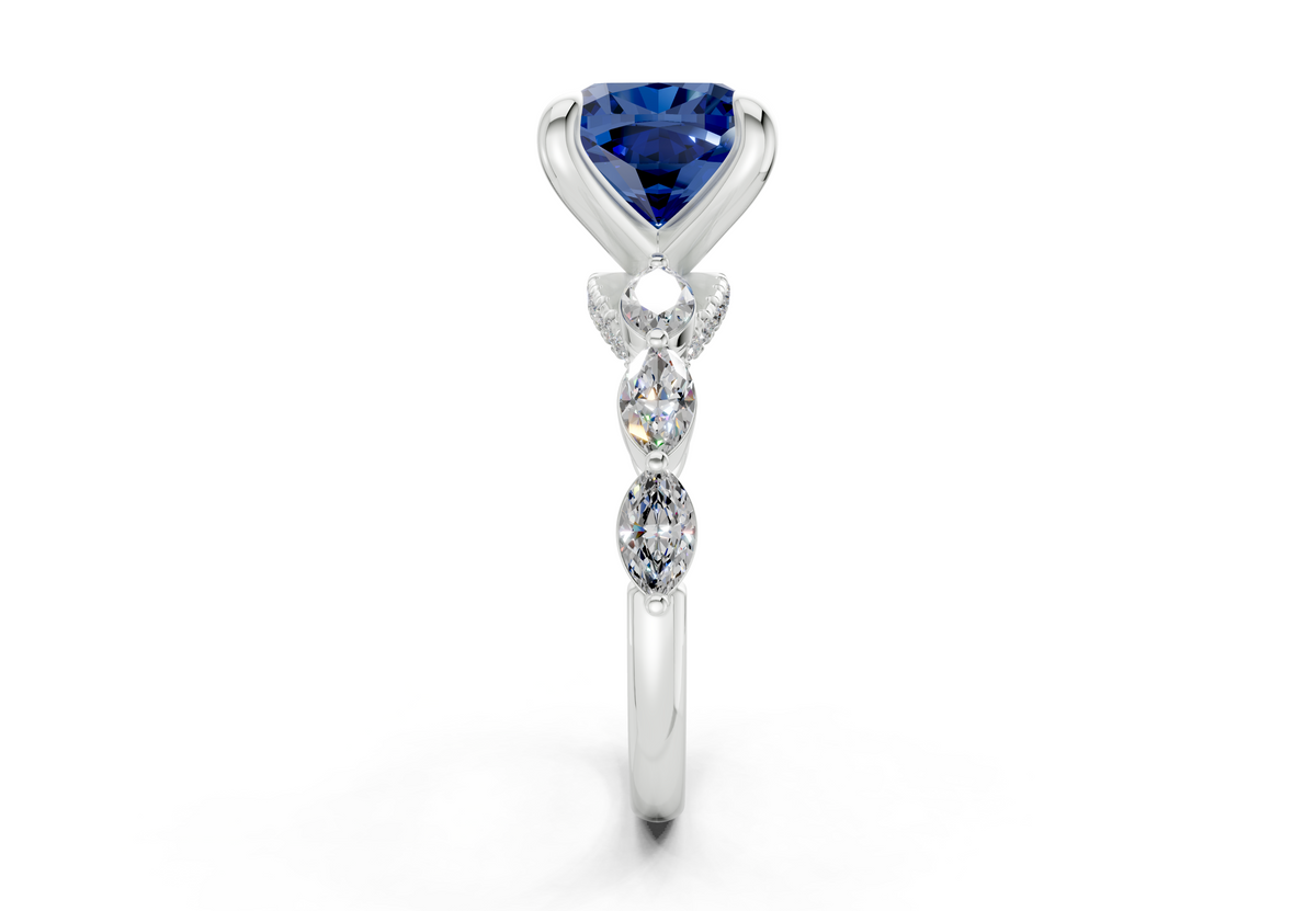Liana Sapphire Gemstone Accent Cushion Square Cut 2mm Engagement Ring