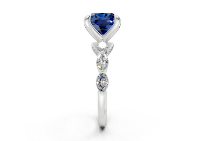 Liana Sapphire Gemstone Accent Cushion Square Cut 2mm Engagement Ring