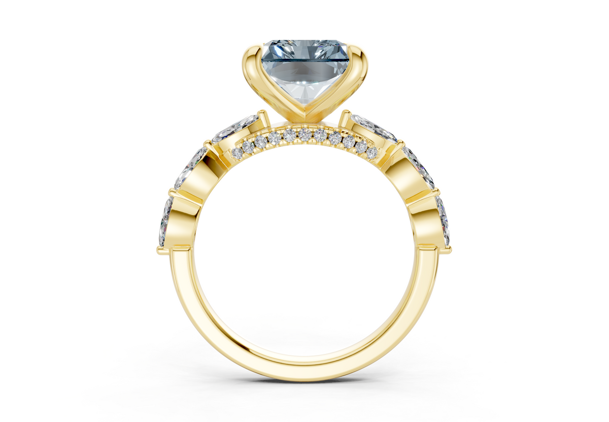 Liana Blue Diamond Accent Radiant Square Cut 2mm Engagement Ring