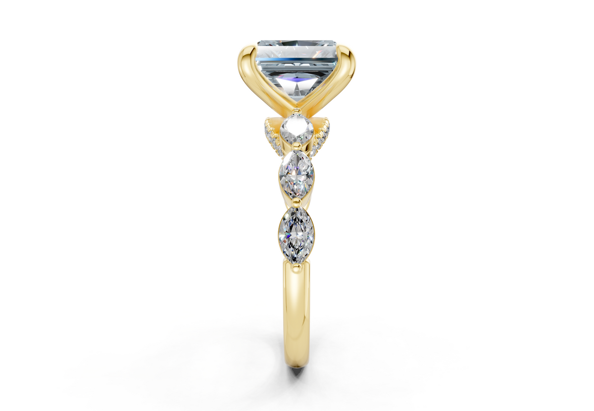 Liana Blue Diamond Accent Radiant Square Cut 2mm Engagement Ring