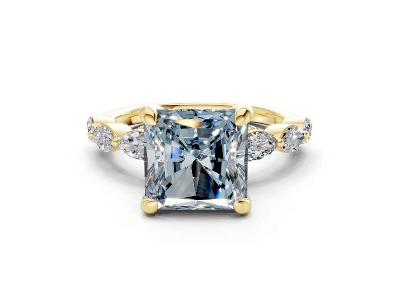 Liana Blue Diamond Accent Radiant Square Cut 2mm Engagement Ring
