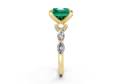 Liana Emerald Gemstone Accent Radiant Square Cut 2mm Engagement Ring