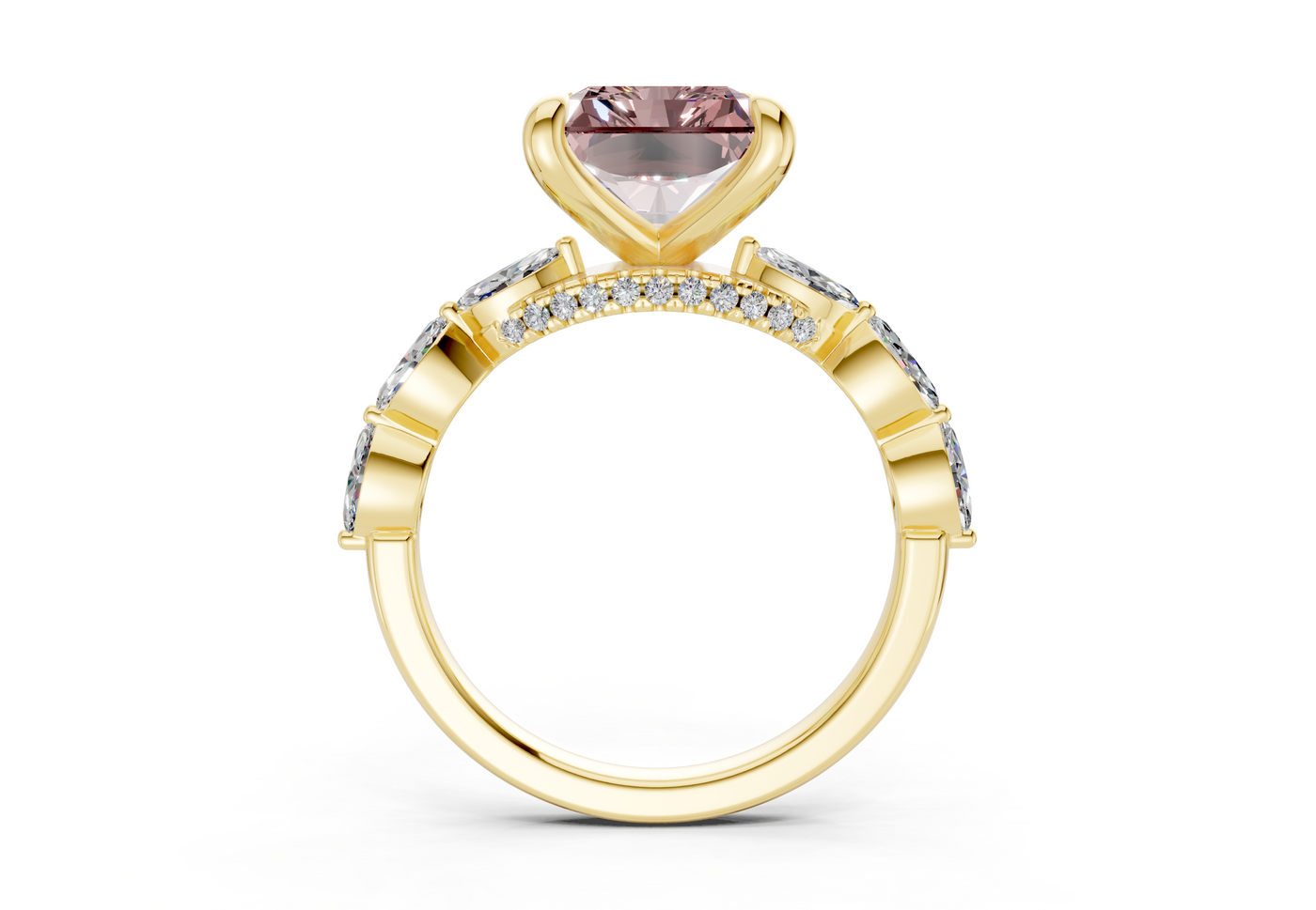 Liana Pink Diamond Accent Radiant Square Cut 2mm Engagement Ring