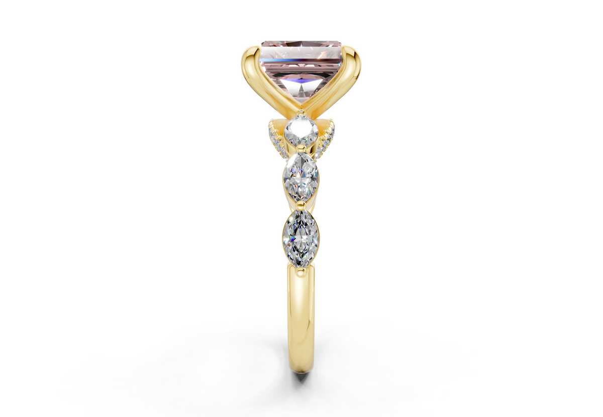 Liana Pink Diamond Accent Radiant Square Cut 2mm Engagement Ring