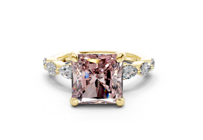 Liana Pink Diamond Accent Radiant Square Cut 2mm Engagement Ring