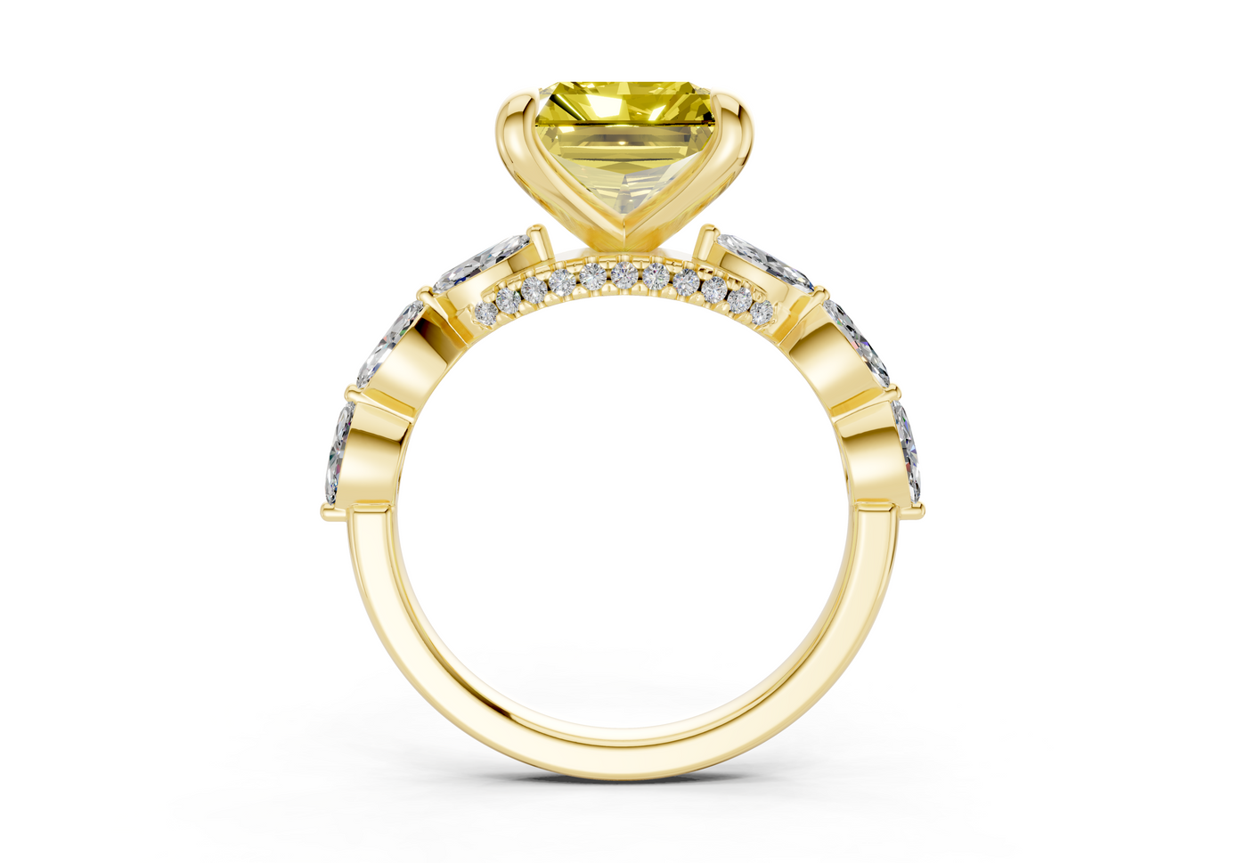 Liana Yellow Diamond Accent Radiant Square Cut 2mm Engagement Ring