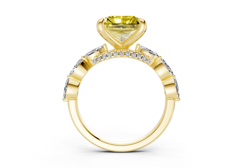 Liana Yellow Diamond Accent Radiant Square Cut 2mm Engagement Ring