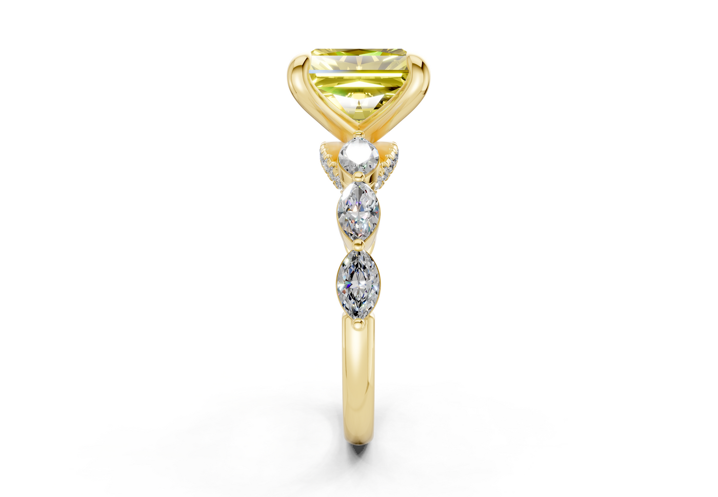Liana Yellow Diamond Accent Radiant Square Cut 2mm Engagement Ring