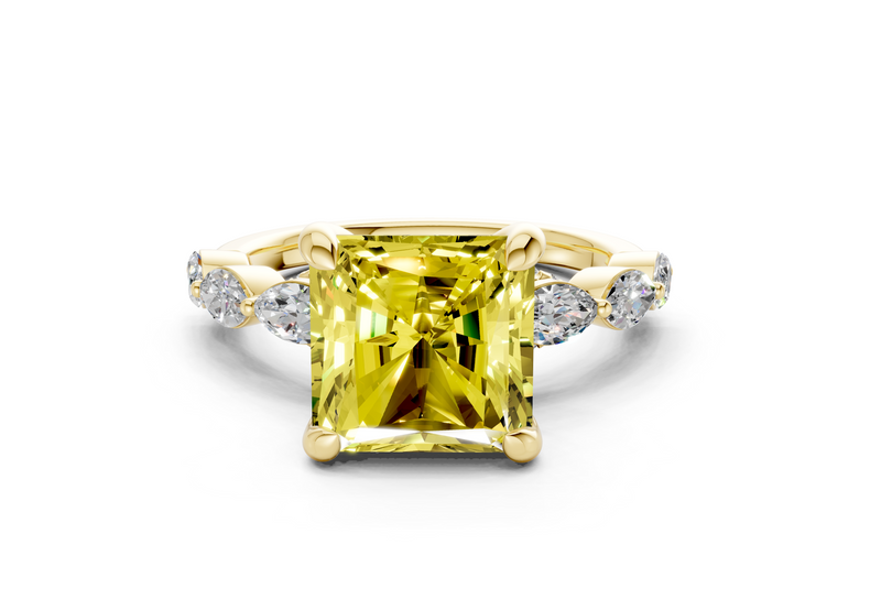 Liana Yellow Diamond Accent Radiant Square Cut 2mm Engagement Ring