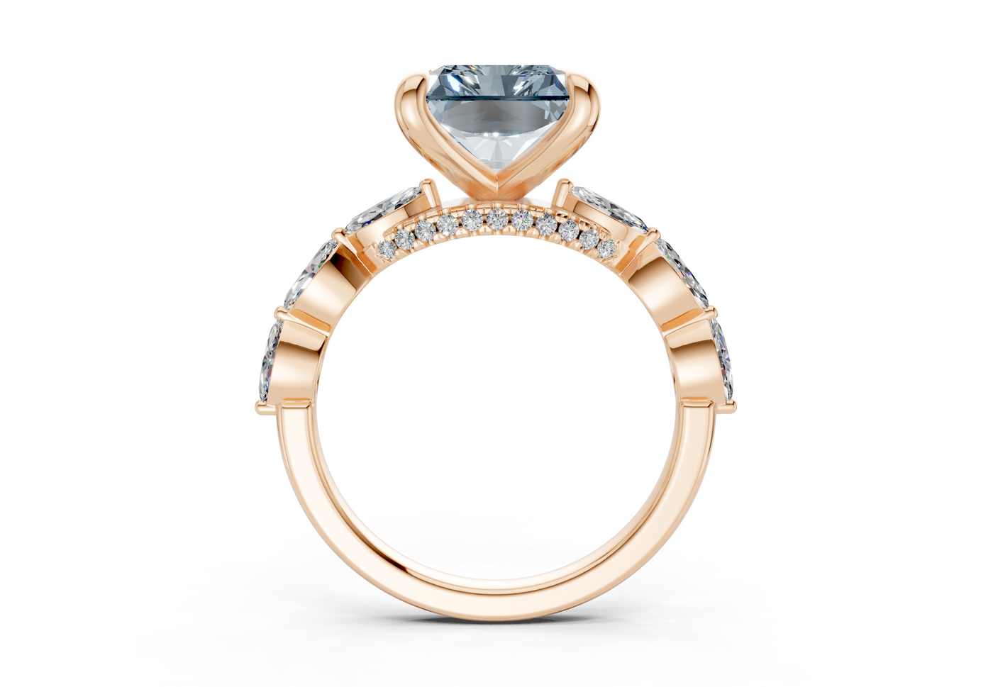 Liana Blue Diamond Accent Radiant Square Cut 2mm Engagement Ring