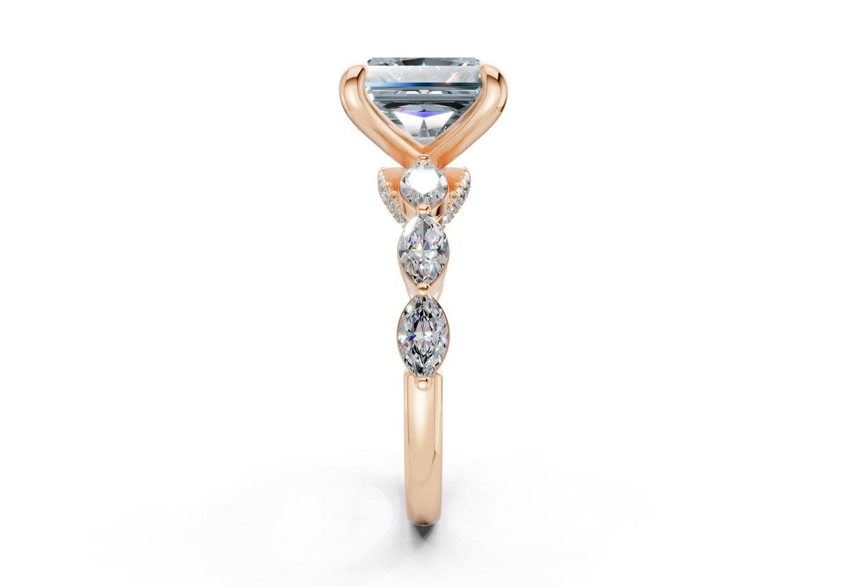 Liana Blue Diamond Accent Radiant Square Cut 2mm Engagement Ring