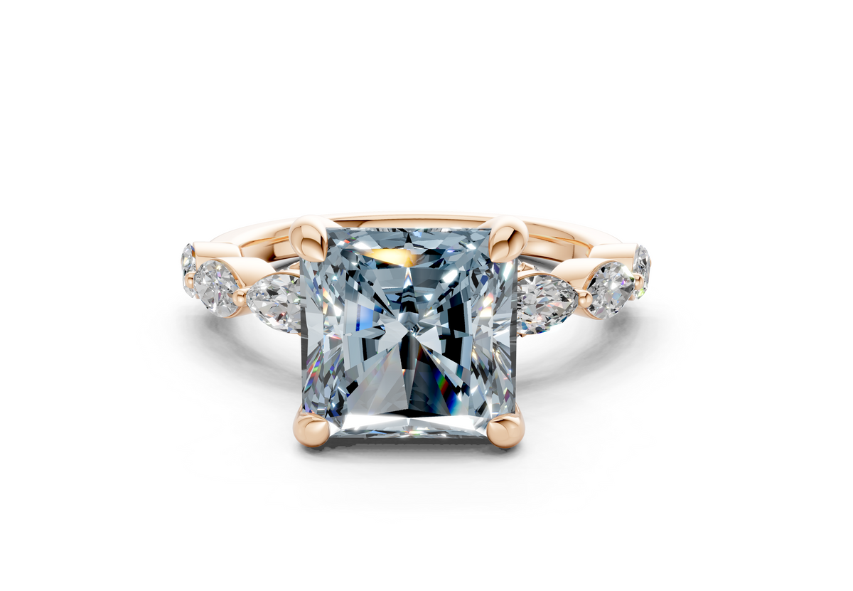 Liana Blue Diamond Accent Radiant Square Cut 2mm Engagement Ring