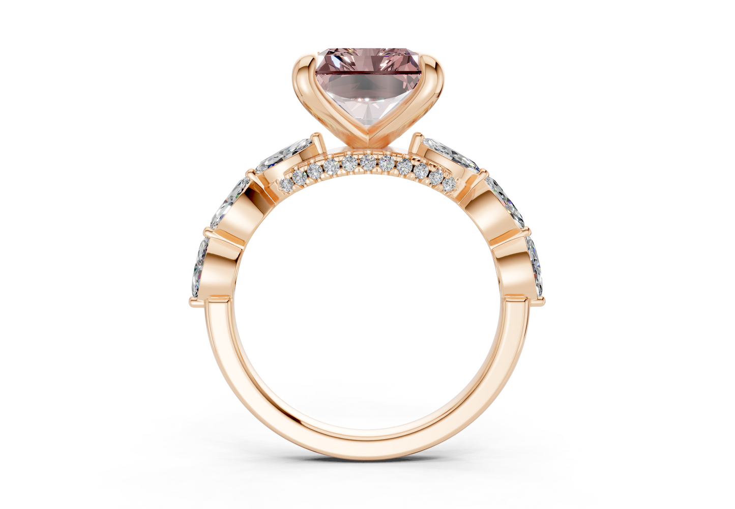 Liana Pink Diamond Accent Radiant Square Cut 2mm Engagement Ring