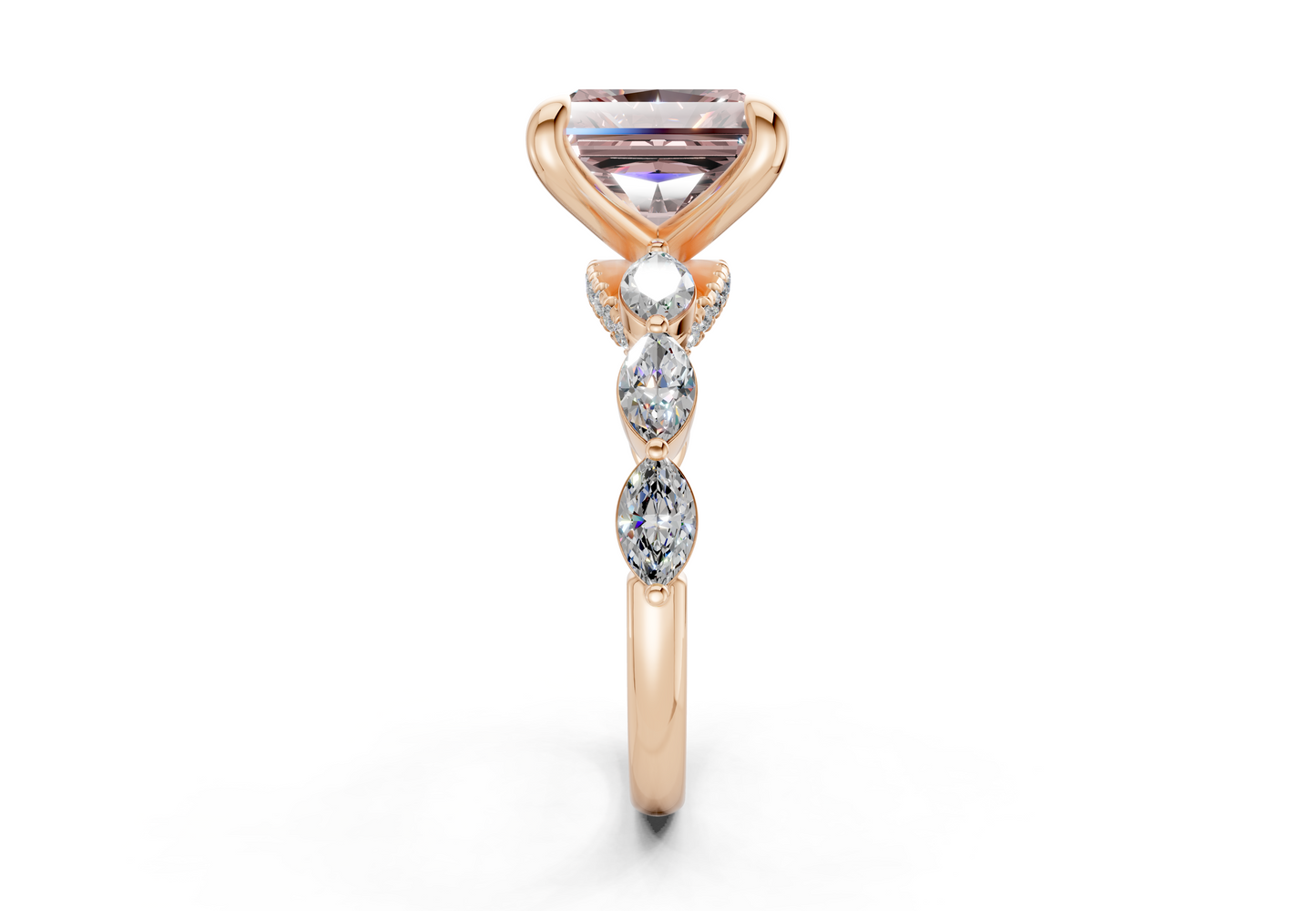 Liana Pink Diamond Accent Radiant Square Cut 2mm Engagement Ring