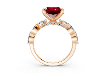 Liana Ruby Gemstone Accent Radiant Square Cut 2mm Engagement Ring