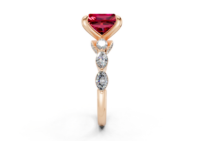 Liana Ruby Gemstone Accent Radiant Square Cut 2mm Engagement Ring