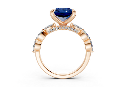 Liana Sapphire Gemstone Accent Radiant Square Cut 2mm Engagement Ring