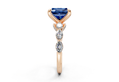 Liana Sapphire Gemstone Accent Radiant Square Cut 2mm Engagement Ring