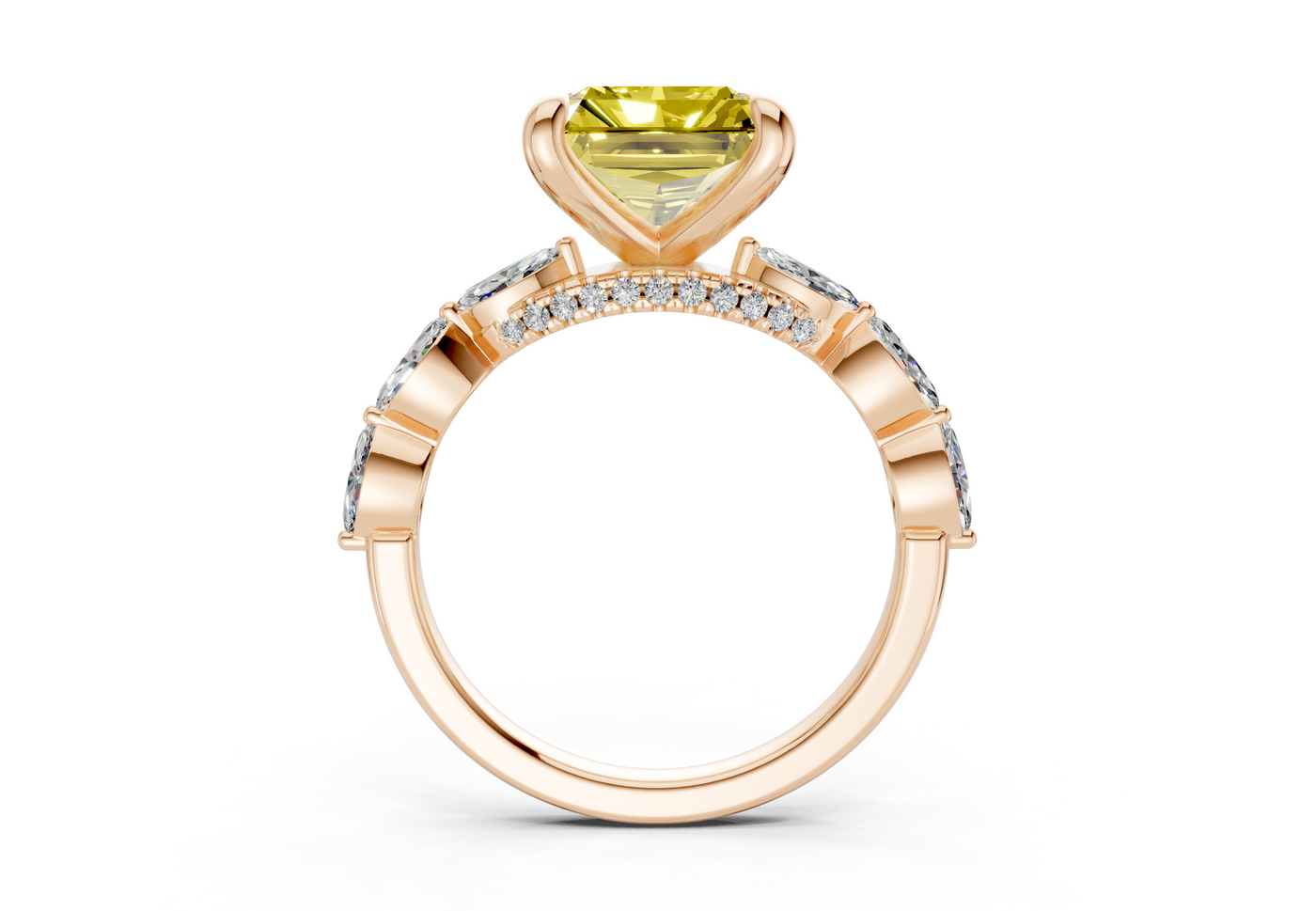 Liana Yellow Diamond Accent Radiant Square Cut 2mm Engagement Ring