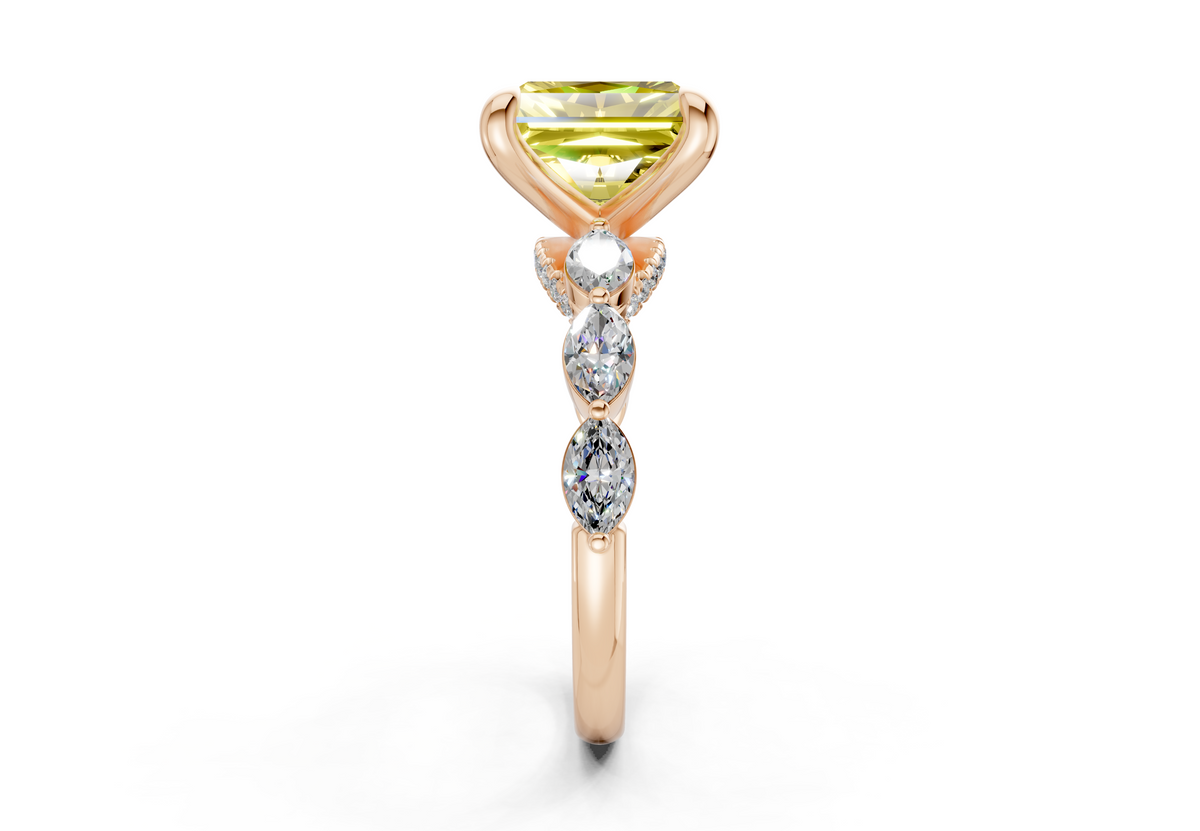 Liana Yellow Diamond Accent Radiant Square Cut 2mm Engagement Ring