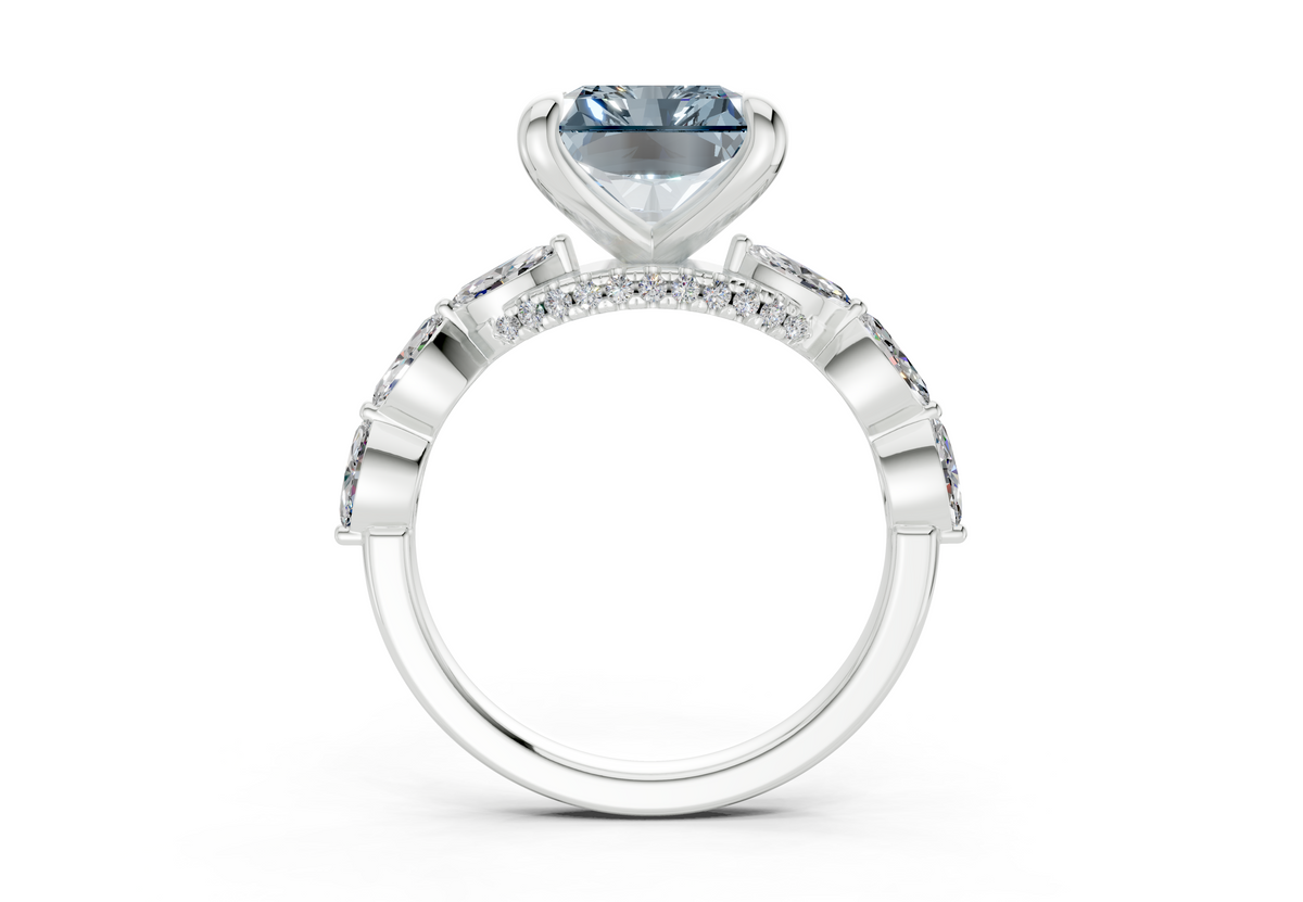 Liana Blue Diamond Accent Radiant Square Cut 2mm Engagement Ring