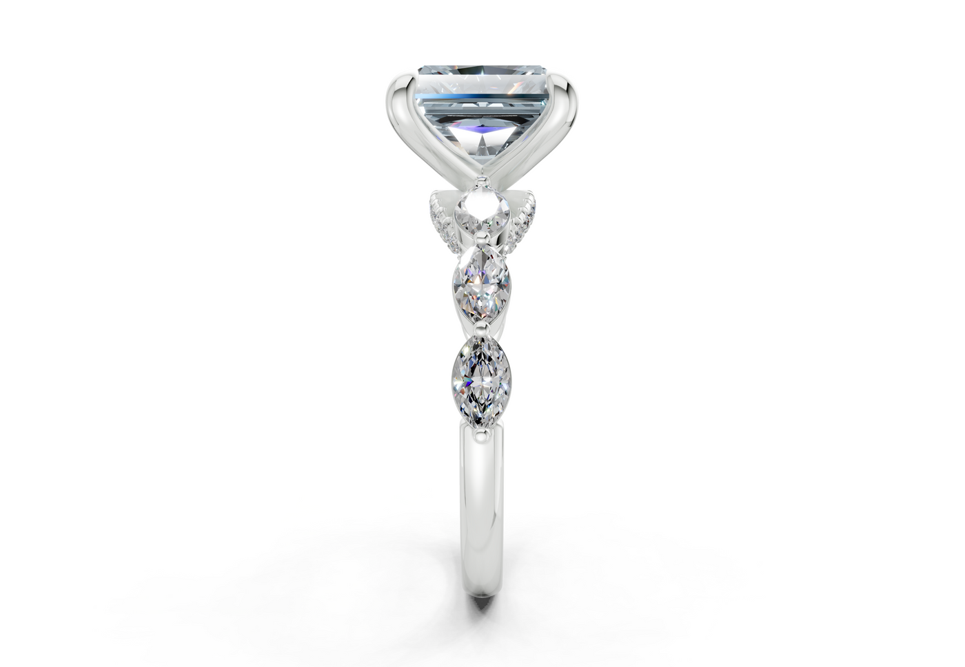 Liana Blue Diamond Accent Radiant Square Cut 2mm Engagement Ring