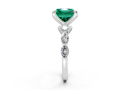 Liana Emerald Gemstone Accent Radiant Square Cut 2mm Engagement Ring