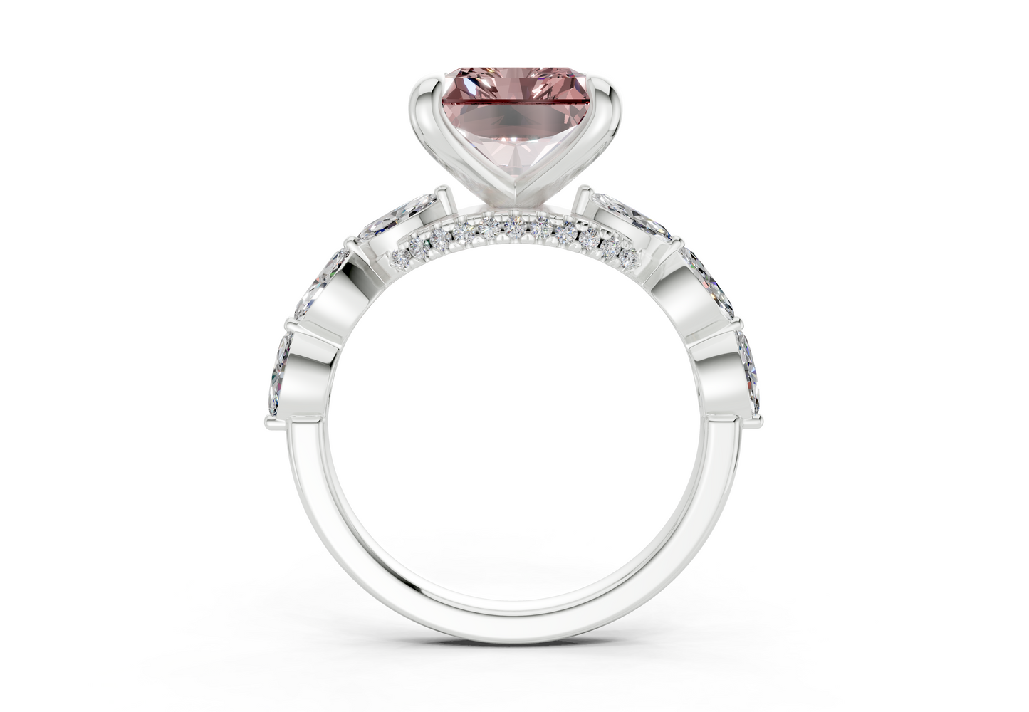 Liana Pink Diamond Accent Radiant Square Cut 2mm Engagement Ring