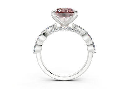 Liana Pink Diamond Accent Radiant Square Cut 2mm Engagement Ring