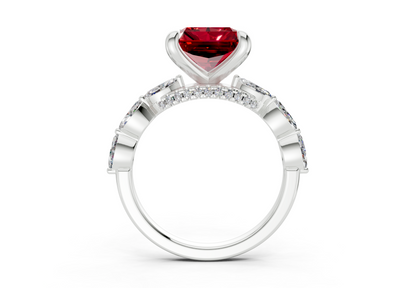 Liana Ruby Gemstone Accent Radiant Square Cut 2mm Engagement Ring