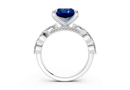 Liana Sapphire Gemstone Accent Radiant Square Cut 2mm Engagement Ring