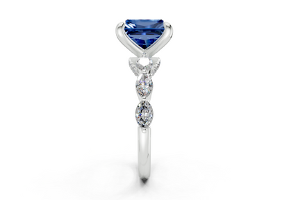Liana Sapphire Gemstone Accent Radiant Square Cut 2mm Engagement Ring