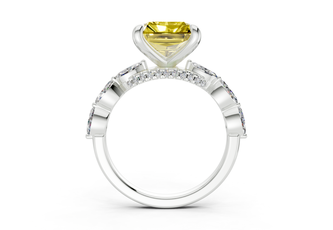 Liana Yellow Diamond Accent Radiant Square Cut 2mm Engagement Ring