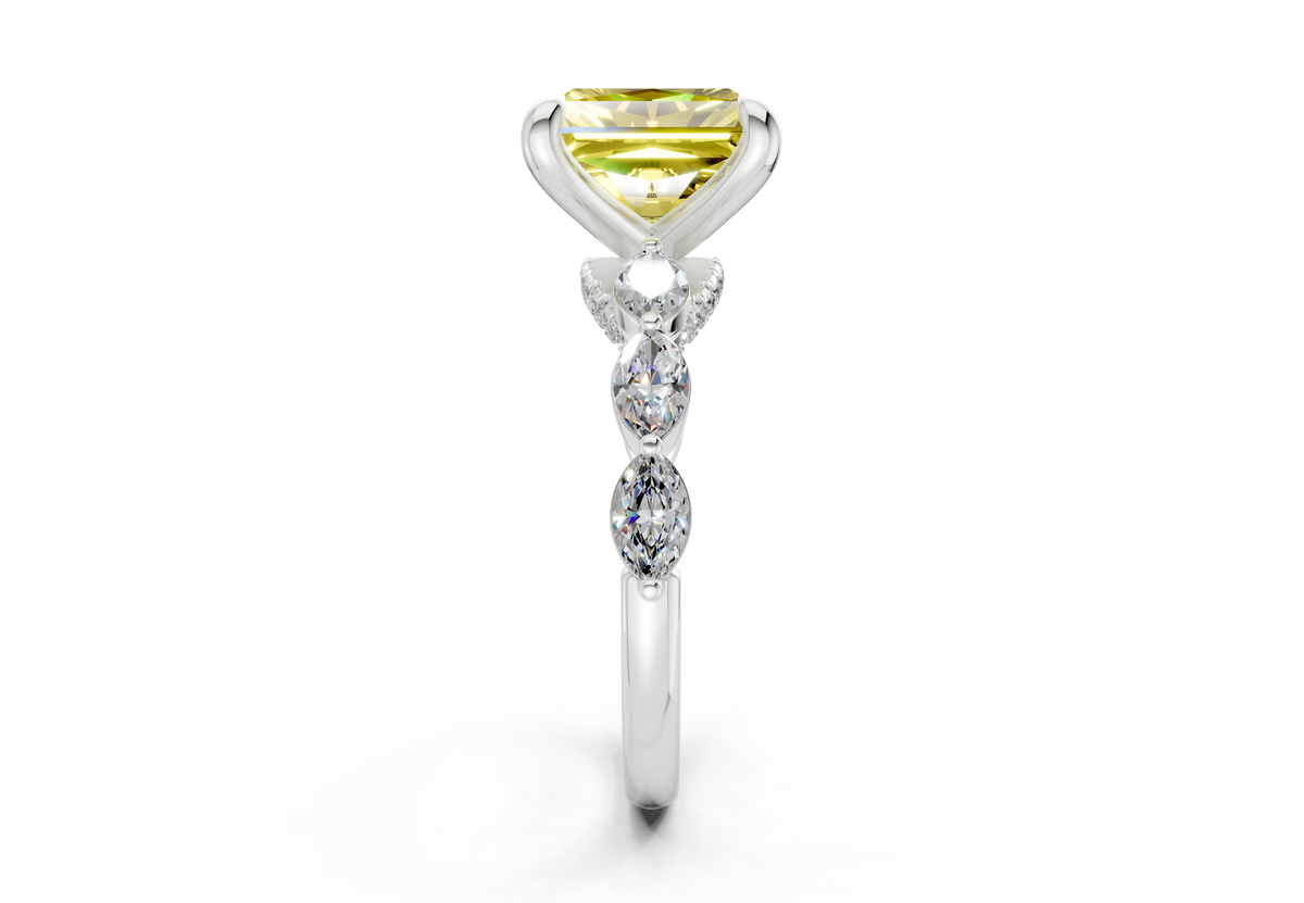 Liana Yellow Diamond Accent Radiant Square Cut 2mm Engagement Ring