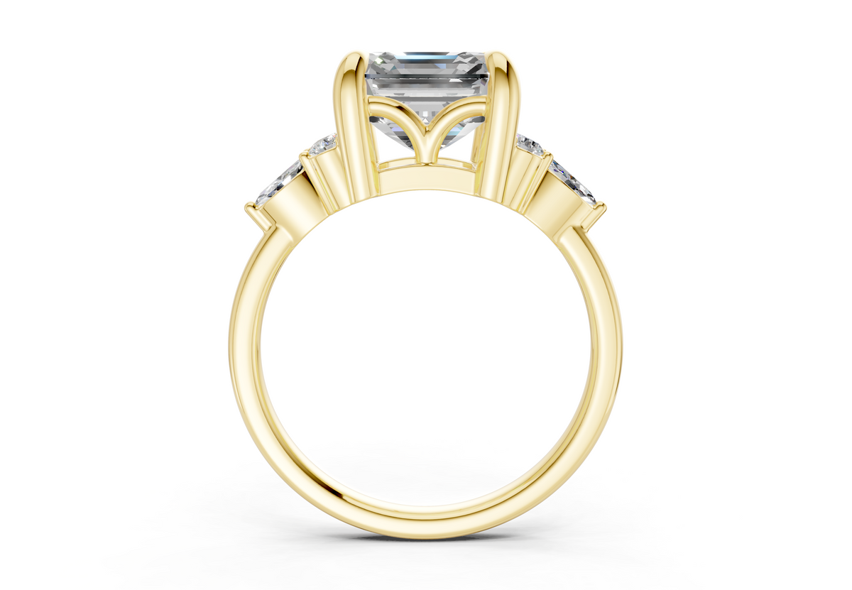 Lyra Diamond Accent Asscher Cut 2.3mm Engagement Ring