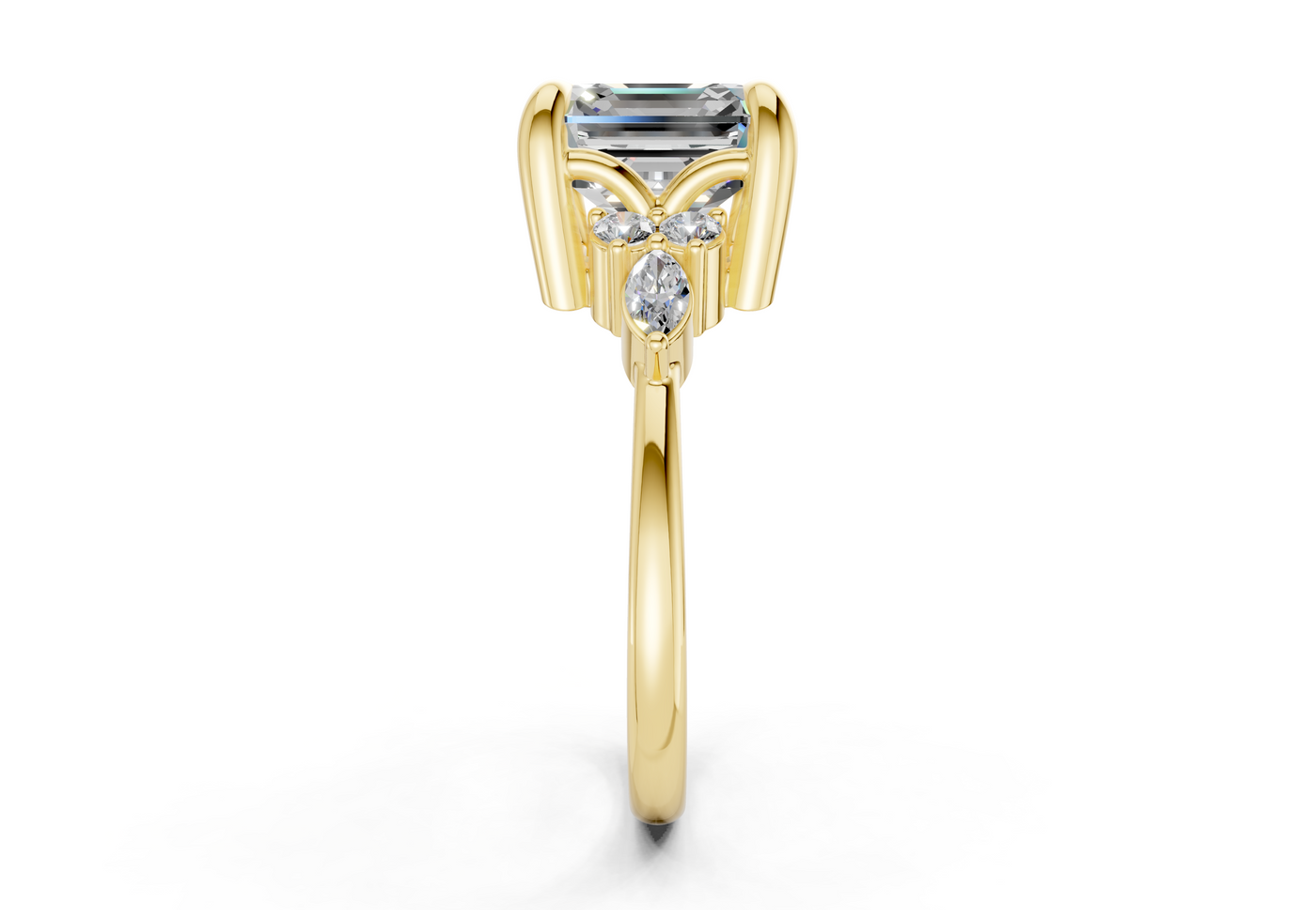 Lyra Diamond Accent Asscher Cut 2.3mm Engagement Ring