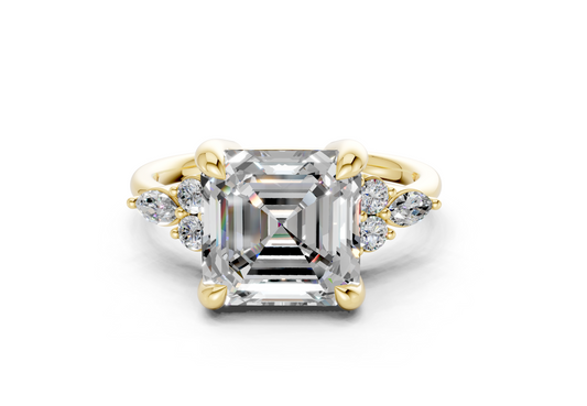 Lyra Diamond Accent Asscher Cut 1.8mm Engagement Ring