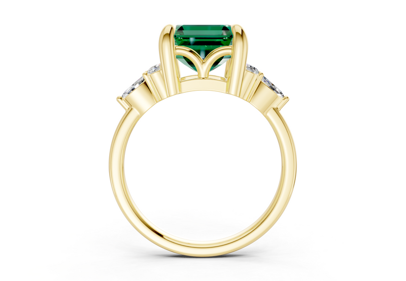 Lyra Emerald Gemstone Accent Asscher Cut 2mm Engagement Ring