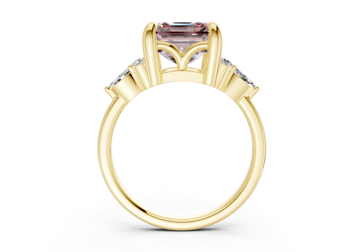 Lyra Pink Diamond Accent Asscher Cut 2.3mm Engagement Ring