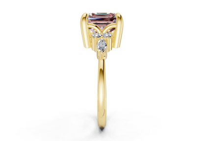 Lyra Pink Diamond Accent Asscher Cut 2.3mm Engagement Ring