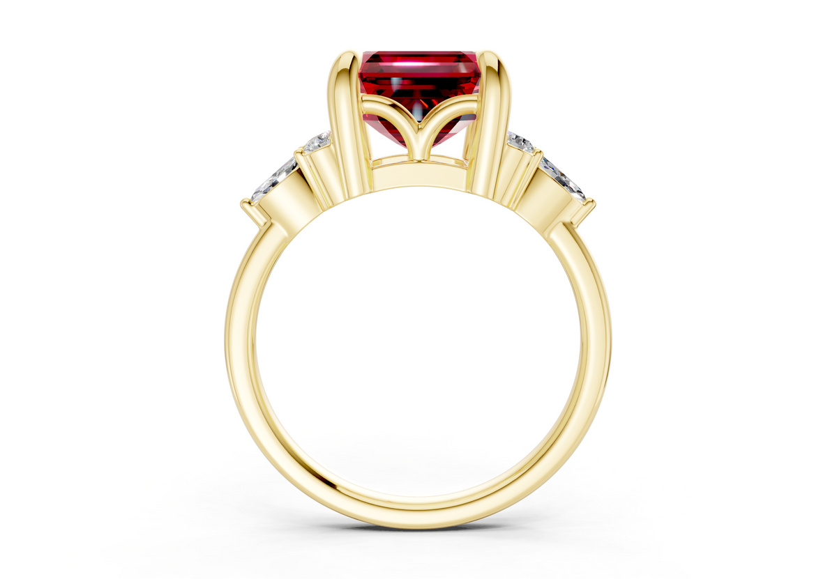 Lyra Ruby Gemstone Accent Asscher Cut 2mm Engagement Ring