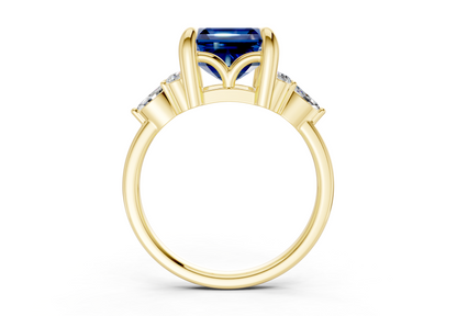 Lyra Sapphire Gemstone Accent Asscher Cut 2mm Engagement Ring