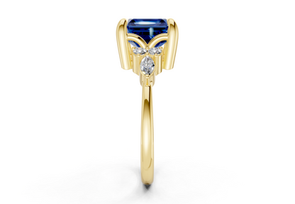 Lyra Sapphire Gemstone Accent Asscher Cut 2mm Engagement Ring