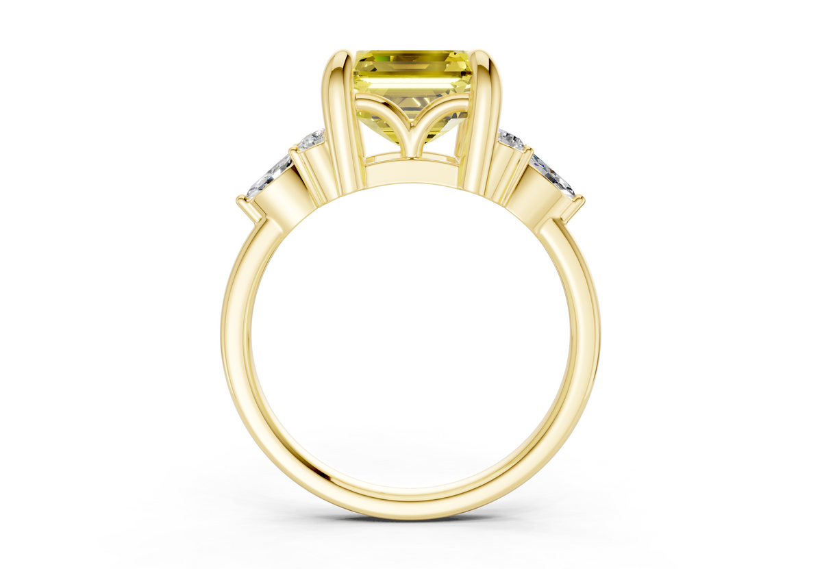 Lyra Yellow Diamond Accent Asscher Cut 2mm Engagement Ring